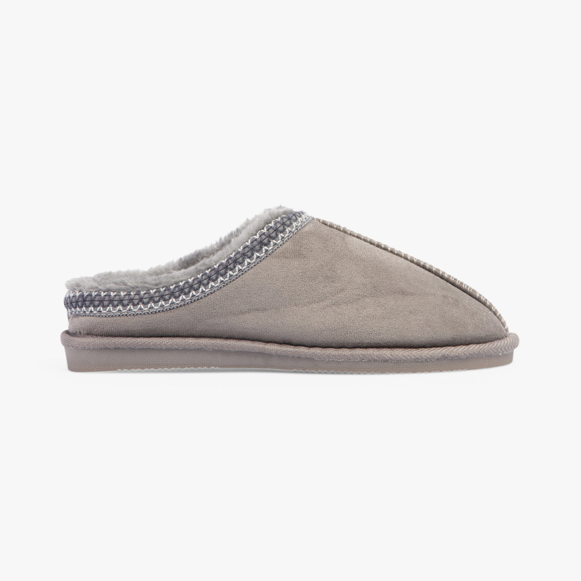 Jo & Joe KOALA Womens Slippers Grey side view featuring soft textile upper and faux fur lining.