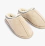 Jo & Joe KOALA Womens Slippers Beige side view, slip-on mules with faux fur lining and rubber sole.