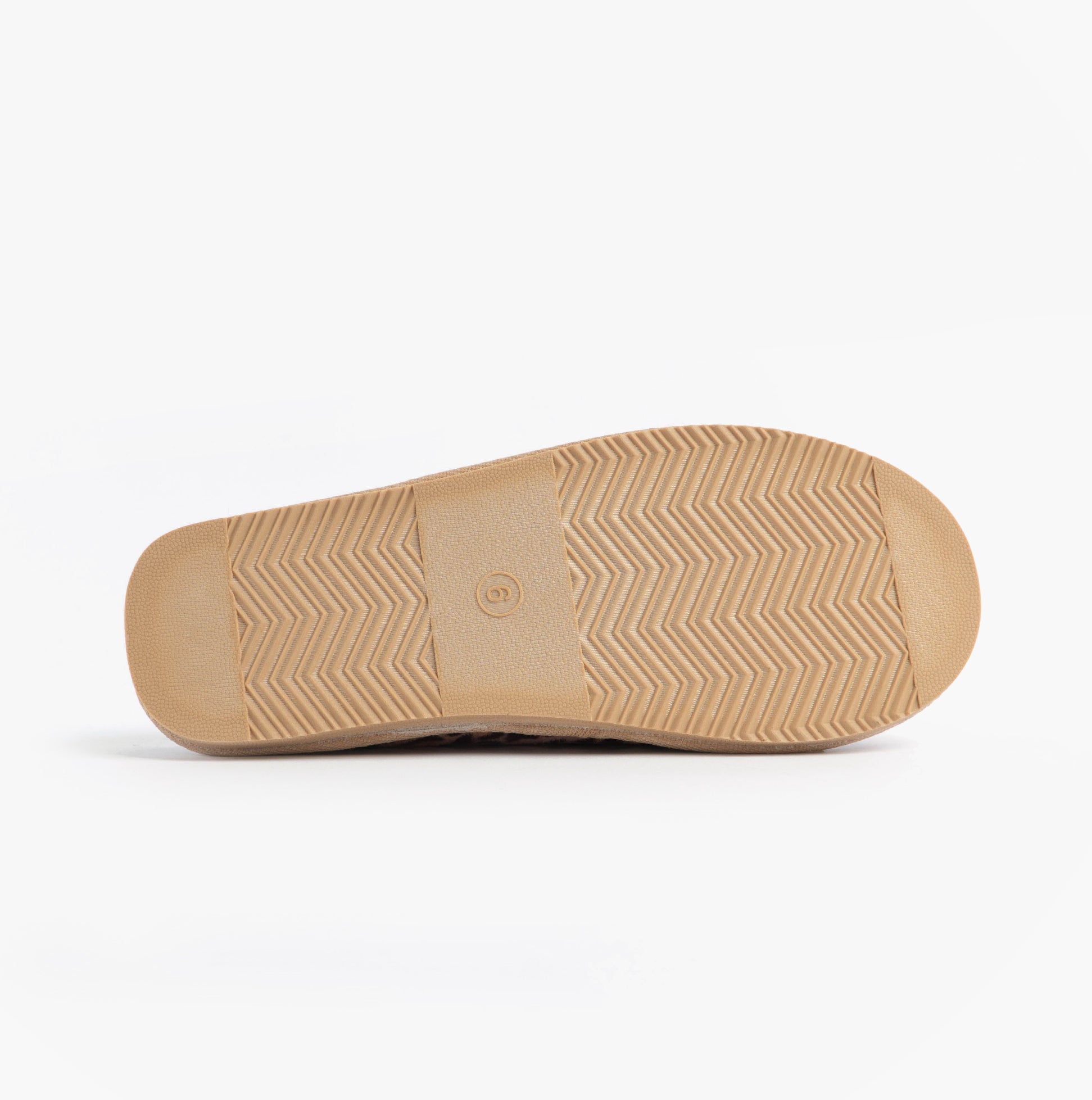 Jo & Joe KOALA Womens Mule Slippers Leopard bottom view showing rubber sole and textured pattern