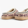 Jo & Joe KOALA Womens Mule Slippers Leopard side view showing soft leopard print with warm lining and slip-on design.