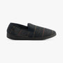 Jo & Joe LAWRENCE Mens Slippers Navy side view showing textile upper and rubber sole.