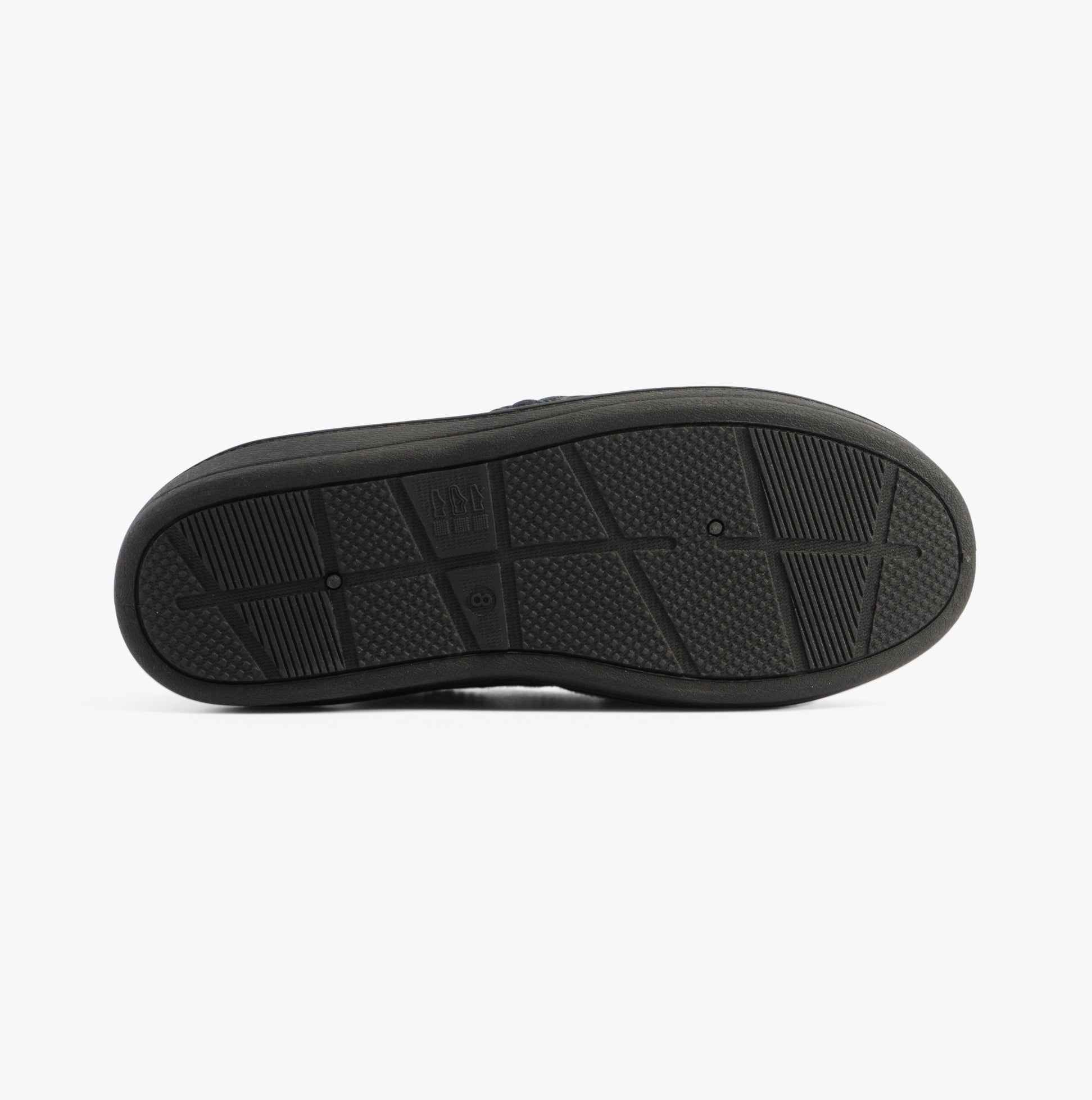 Jo & Joe LAWRENCE Mens Slippers Navy bottom view showcasing the rubber sole and textured grip.