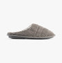 Jo & Joe LINEA Womens Slippers Grey side view, textured upper, faux fur lining, flat rubber sole for comfort.
