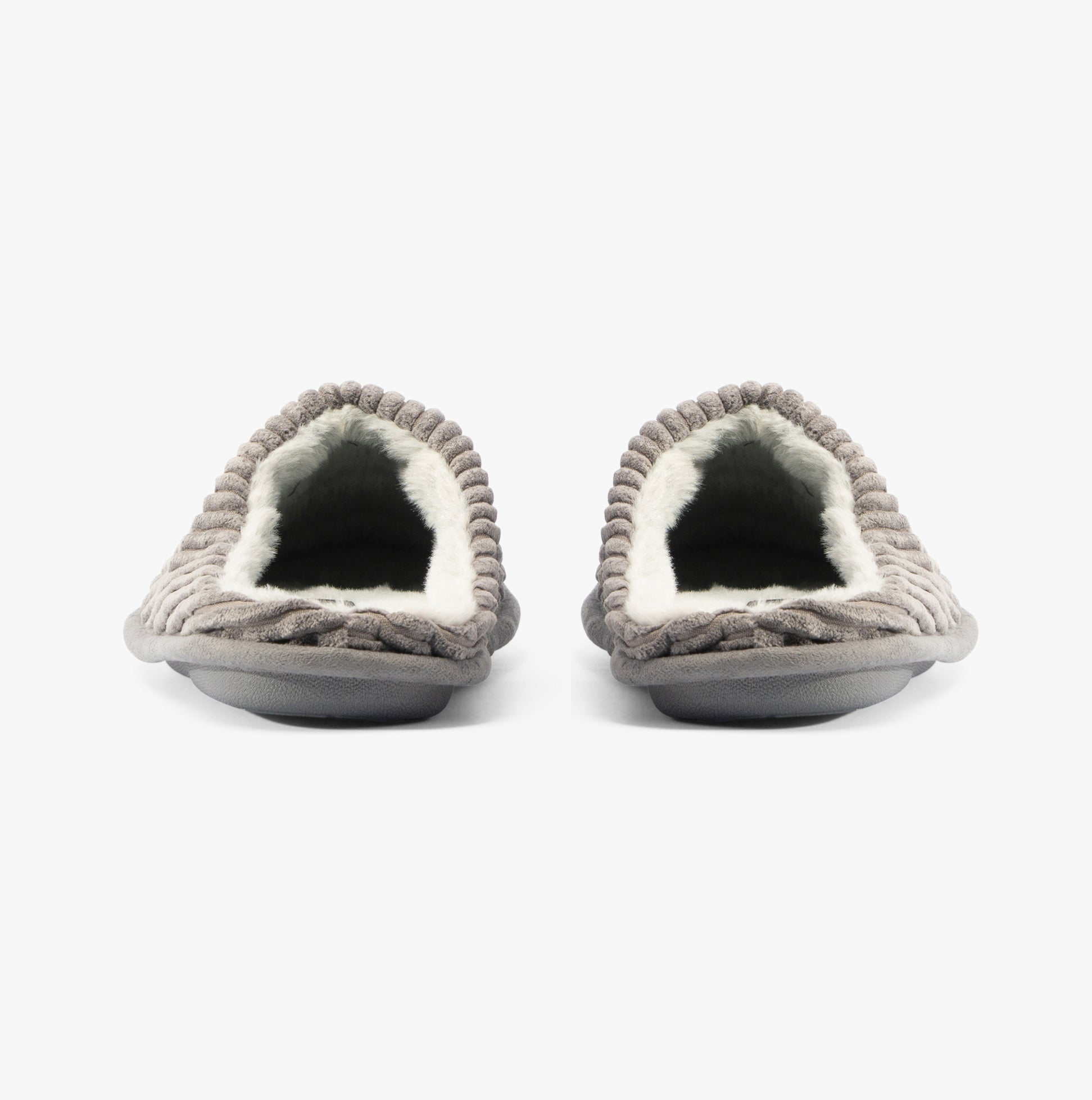 Jo & Joe LINEA Womens Slippers Grey front view showing round toe and faux fur lining.