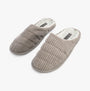 Jo & Joe LINEA Womens Slippers Grey, side view showing soft textile upper and faux fur lining.