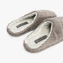 Jo & Joe LINEA Womens Slippers Grey detail view of textured soft upper with faux fur lining.