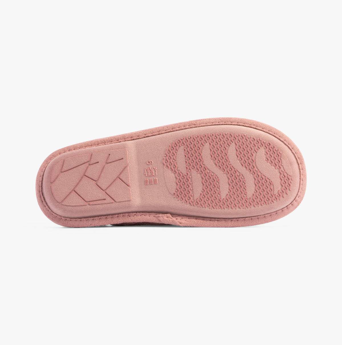 Jo & Joe LINEA Womens Slippers Pink bottom view showing rubber sole details and texture.
