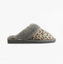 Jo & Joe LYLA Womens Mule Slippers Grey side view showcasing plush lining and stylish design.