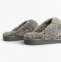 Jo & Joe LYLA Womens Mule Slippers Grey side view showcasing plush upper and comfortable design.