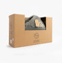 Jo & Joe LYLA Womens Mule Slippers Grey in gift box, showing stylish packaging and slippers inside.