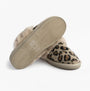 Jo & Joe NALA Womens Mule Slippers Leopard showing underside view with a rubber sole and leopard print upper.