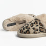 Jo & Joe NALA Womens Mule Slippers Leopard side view showcasing leopard print and soft lining.