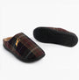 Jo & Joe NIDDERDALE Mens Mule Slippers Brown side view with rubber sole and warm lining, stylish plaid design.
