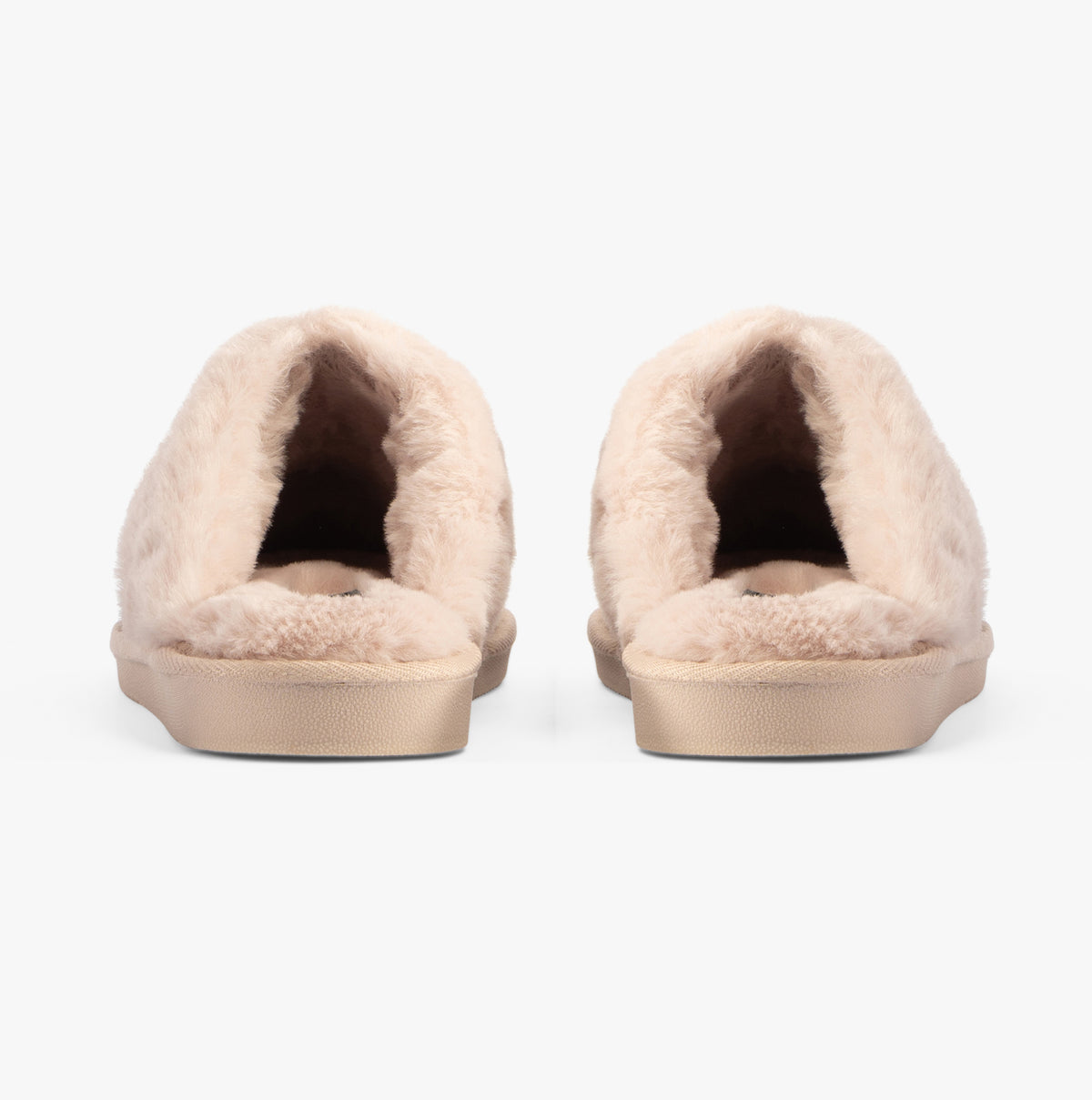 Jo & Joe PERSIAN Womens Slippers Beige back view with faux fur lining and slip-on design.