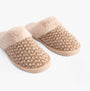 Jo & Joe PERSIAN Womens Slippers Beige side view with faux fur lining and round toe design, perfect for comfort.
