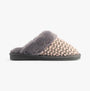 Jo & Joe PERSIAN Womens Slippers Pink/Grey side view showcasing faux fur lining and round toe design.