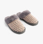 Jo & Joe PERSIAN Womens Slippers Pink/Grey side view showing faux fur lining and rubber sole