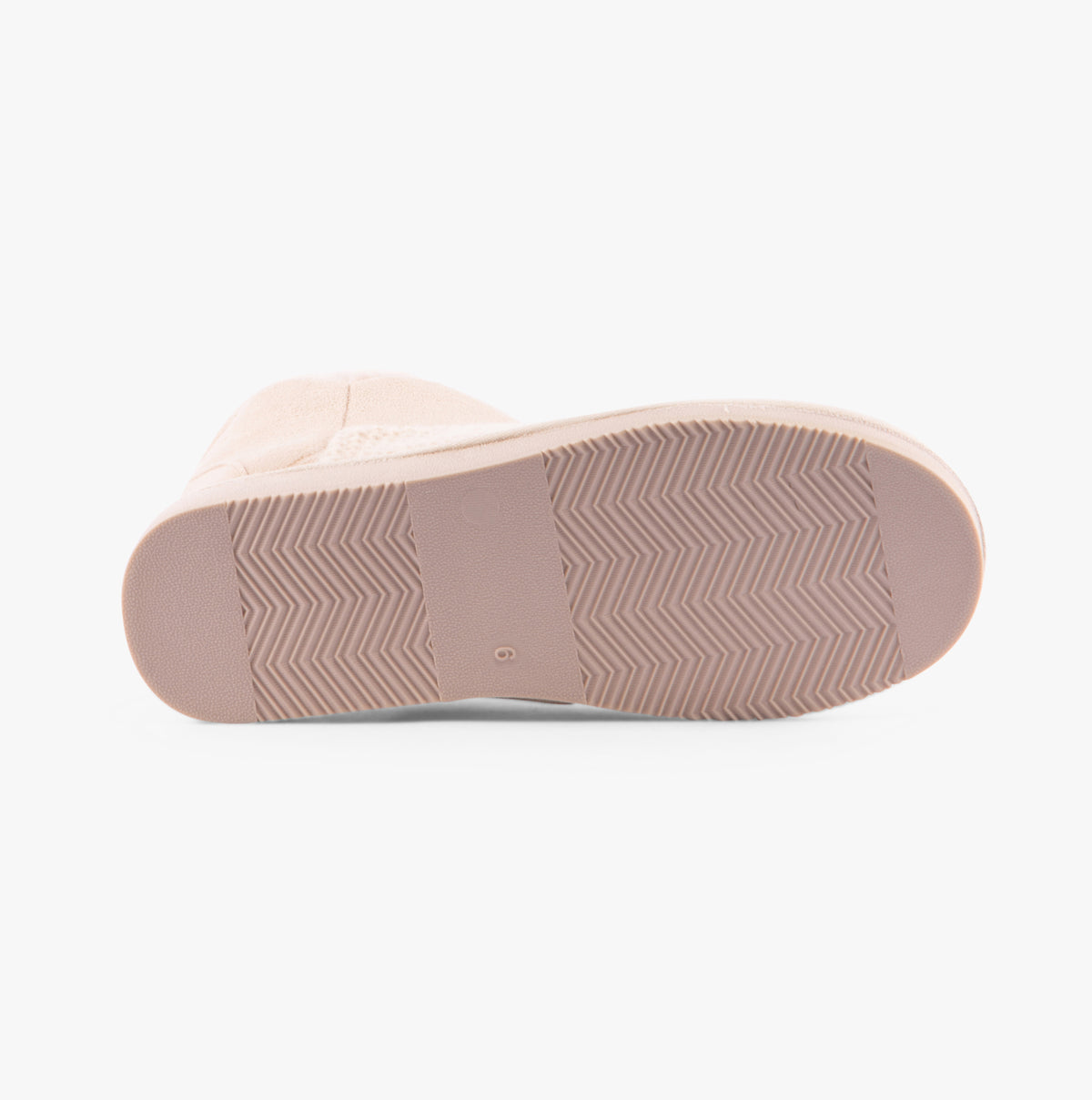Jo & Joe ROSANNA Womens Slippers Cream bottom view showing rubber sole and herringbone pattern.