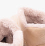 Detail view of Jo & Joe ROSANNA Womens Slippers Cream showing soft faux fur lining and textile upper.