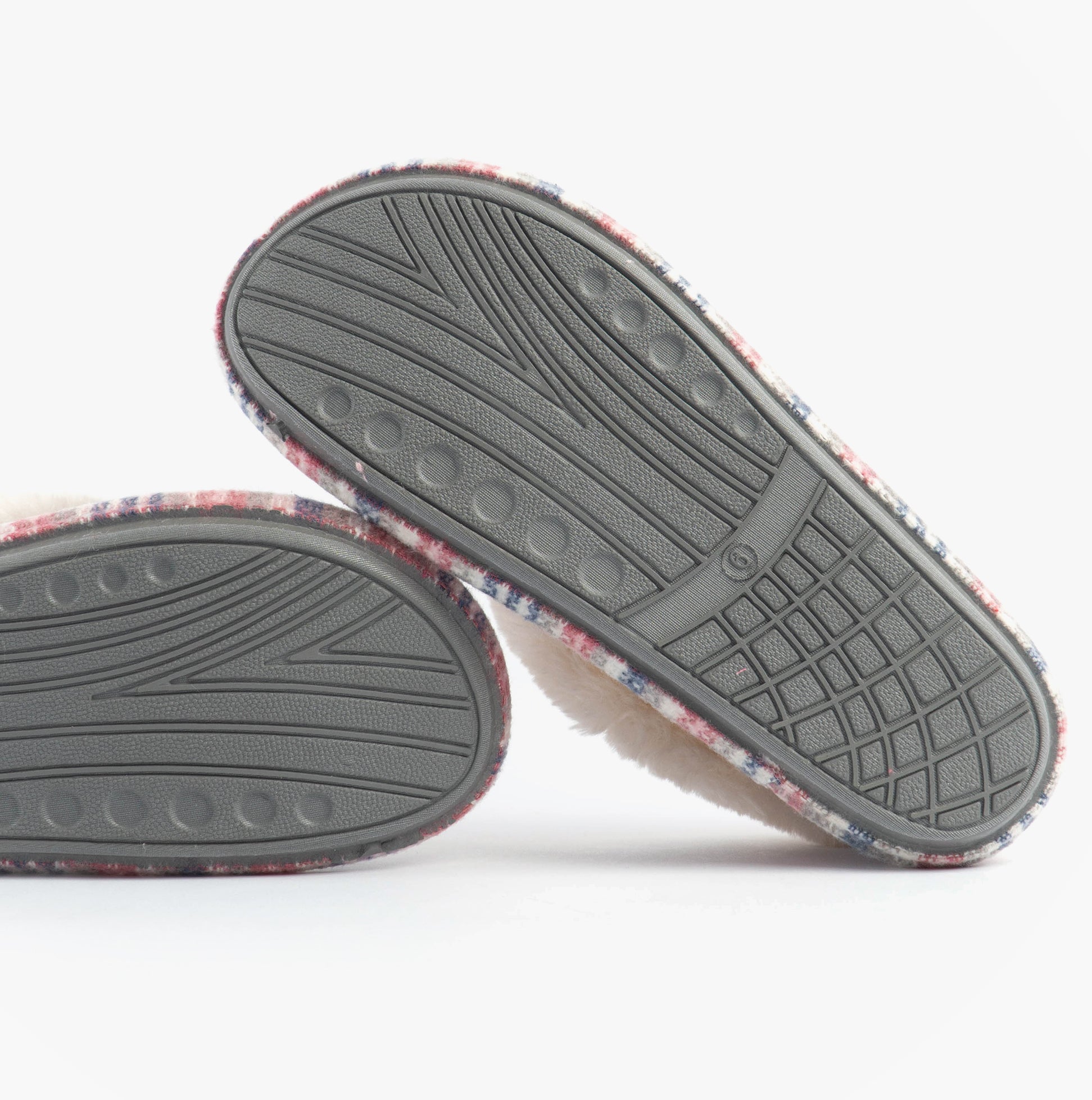 Jo & Joe SHAMROCK Womens Bootie Slippers Pink bottom view showing rubber sole details and grip pattern.