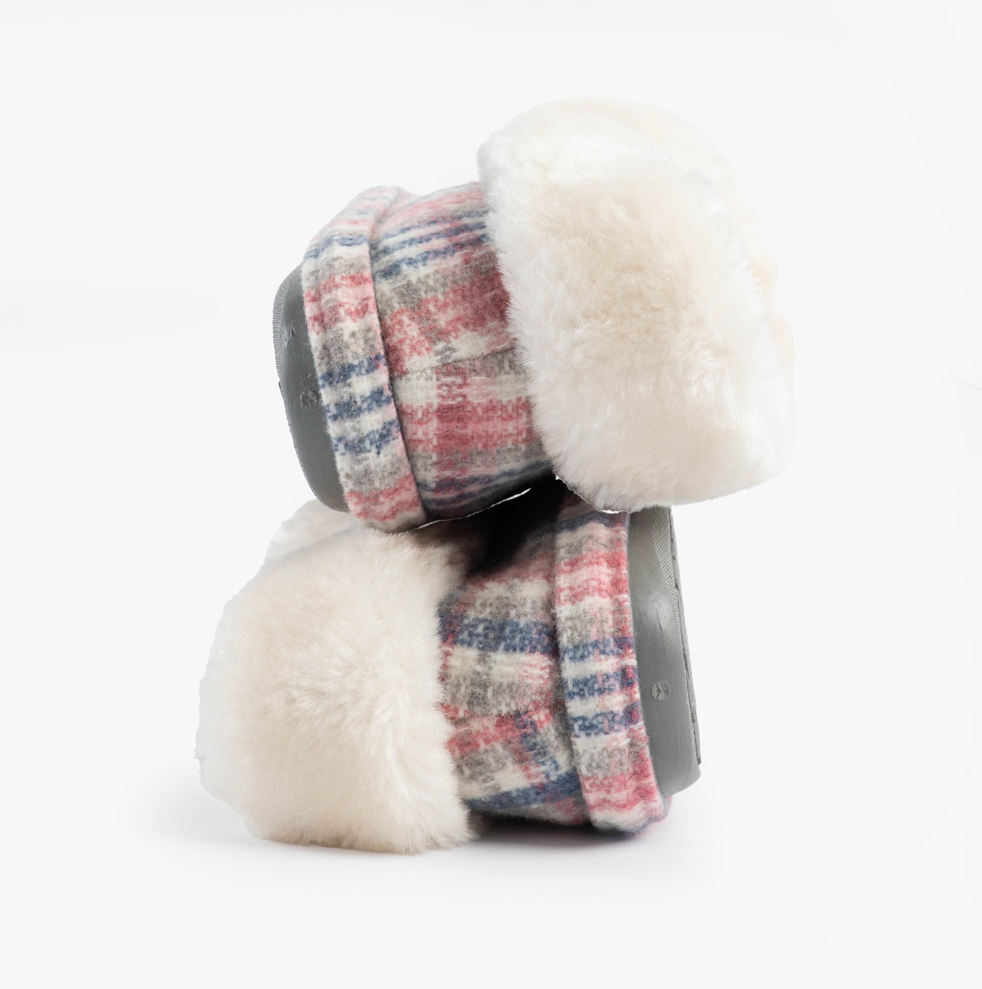 Jo & Joe SHAMROCK Womens Bootie Slippers Pink side view showing plush lining and textile upper.