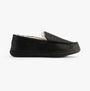 Jo & Joe SPENCER Mens Slippers Black side view showing relaxed fit, faux fur lining and durable rubber sole.