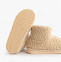 Jo & Joe TEDDY Womens Bootie Slippers Beige side view showing the textured upper and flat synthetic sole.