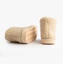 Jo & Joe TEDDY Womens Bootie Slippers Beige back view with textured fabric and flat sole.