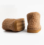 Jo & Joe TEDDY Womens Bootie Slippers Tan rear view with texture details and flat sole.