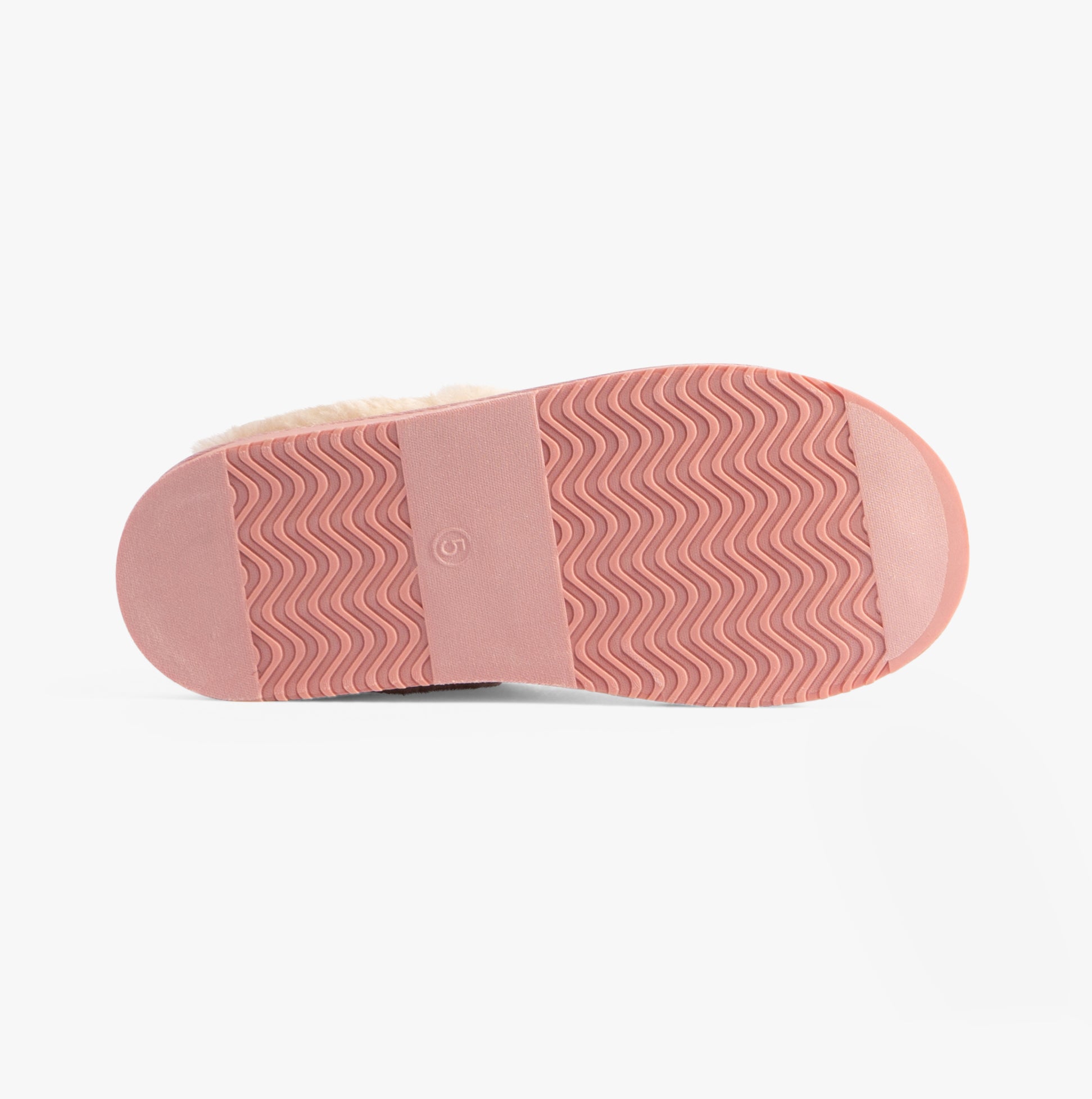 Jo & Joe THYME Womens Slippers Pink bottom view showcasing rubber sole with textured grip.