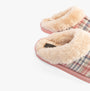 Jo & Joe THYME Womens Slippers Pink side view showing faux fur lining and textile upper.