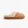 Jo & Joe ZOE Womens Mule Slippers Chestnut side view showing soft textile upper and cozy lining.