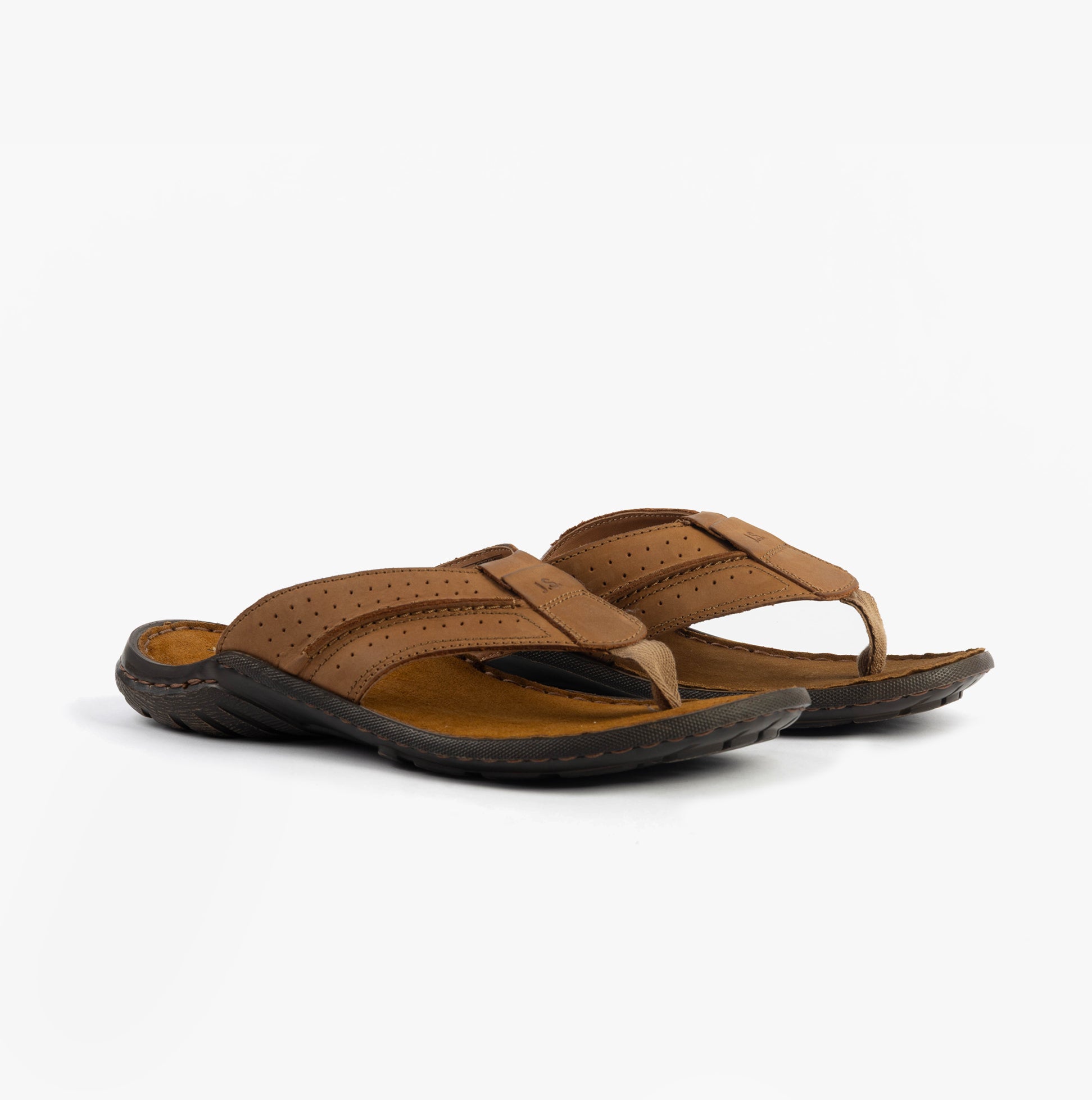Josef Seibel LOGAN 25 Mens Sandals Nuss side view with slip-on style, nubuck upper, leather lining, and rubber sole.