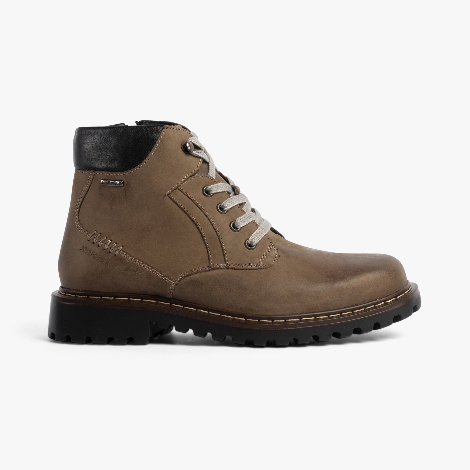 Josef Seibel CHANCE 39 Mens Boots Grey-Combi side view showcasing leather upper and lace-up design.