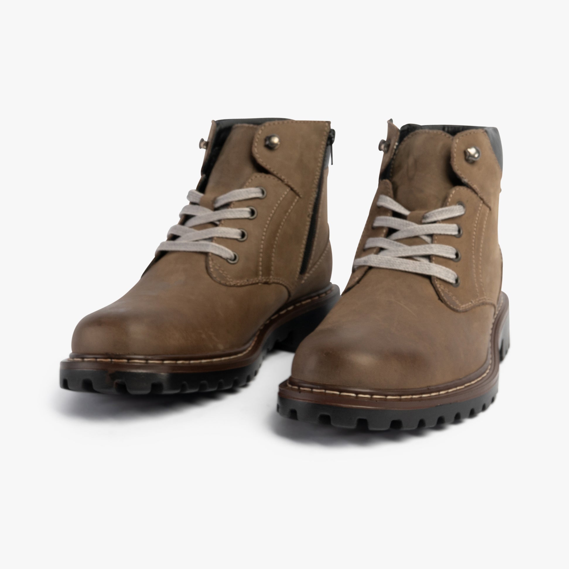 Josef Seibel CHANCE 39 Mens Boots Grey-Combi side view showcasing leather upper and lace-up closure.