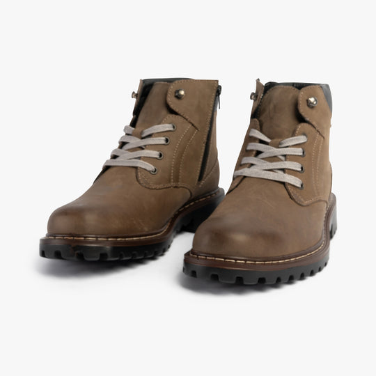 Josef Seibel CHANCE 39 Mens Boots Grey-Combi side view showcasing leather upper and lace-up closure.