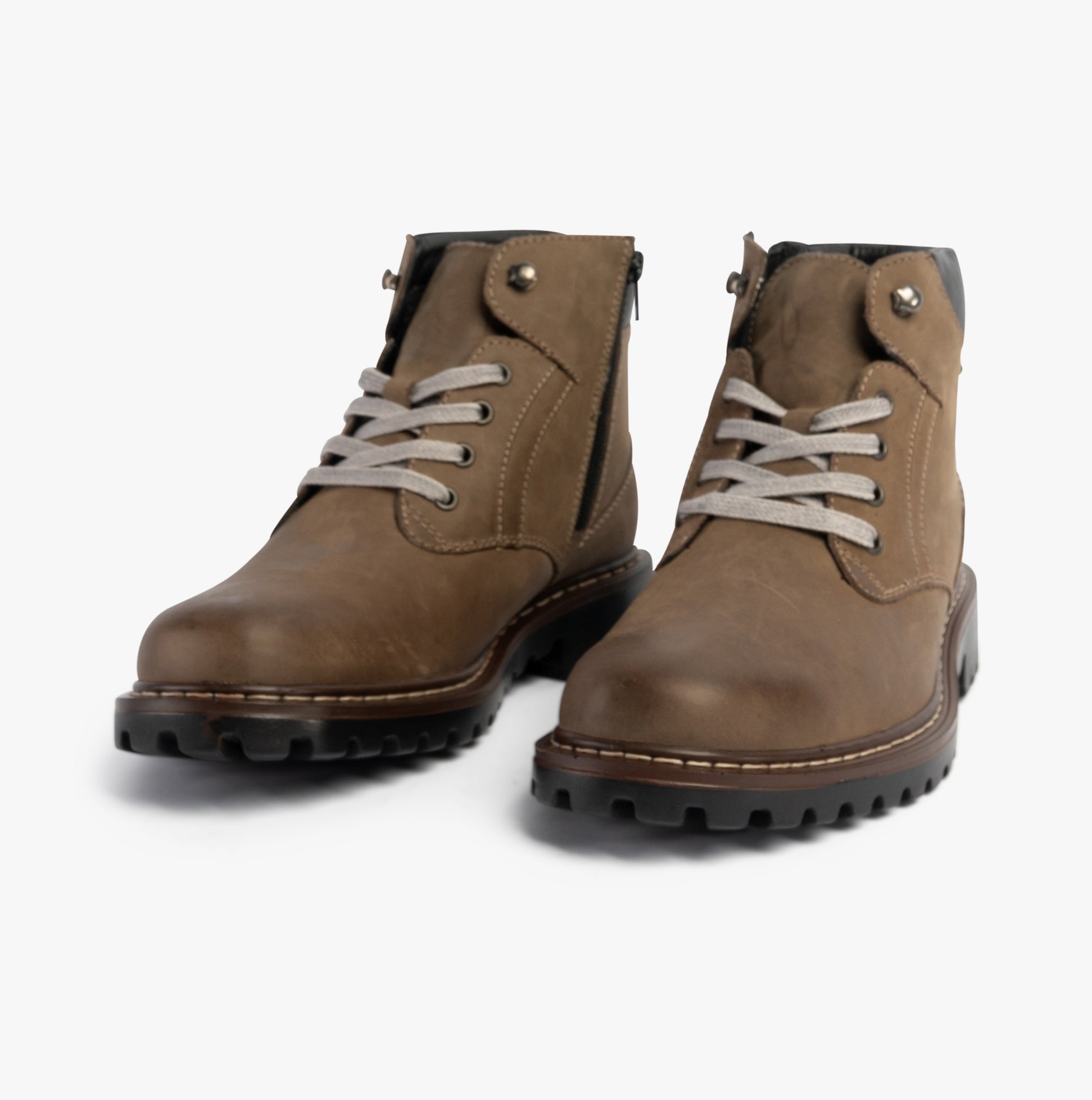 Josef Seibel CHANCE 39 Mens Boots Grey-Combi side view showcasing leather upper and lace-up closure.