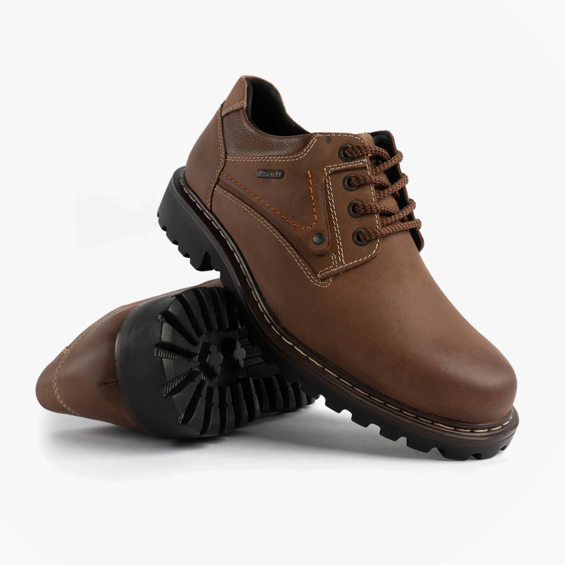 Josef Seibel CHANCE 59 Mens Shoes Brown side view and sole detail of comfort lace-up shoes.