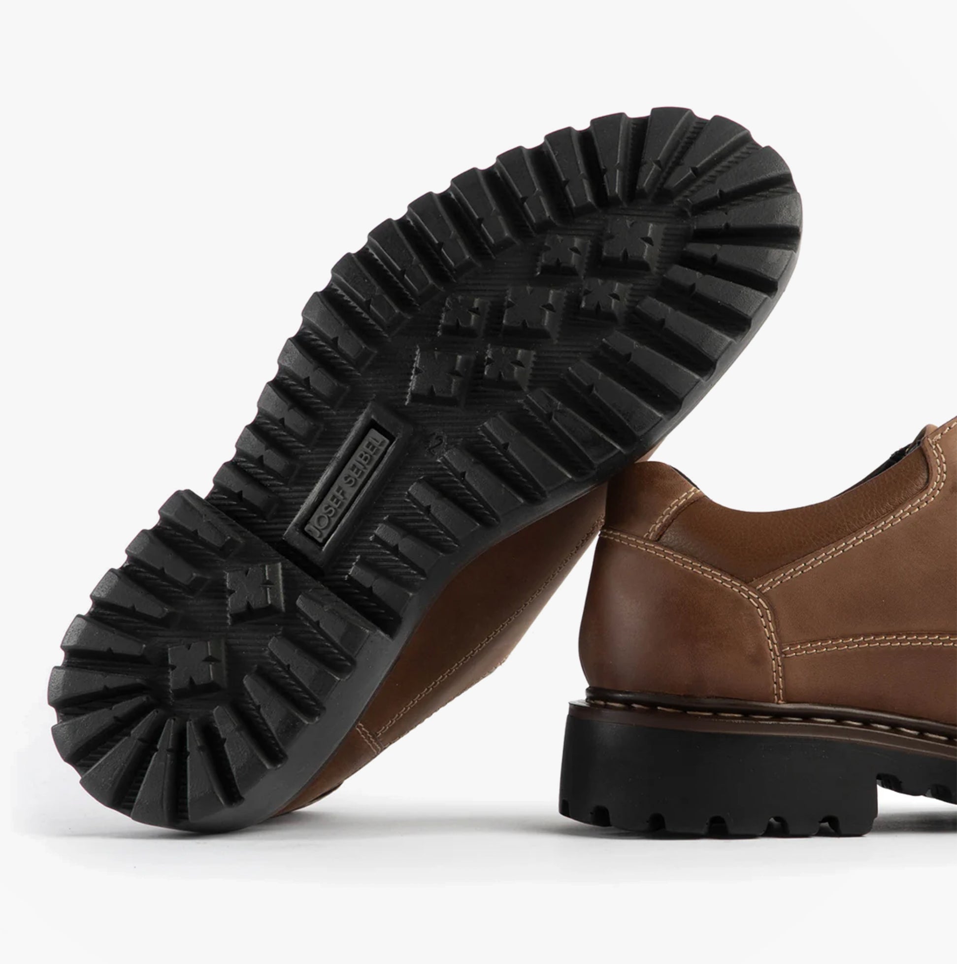 Josef Seibel CHANCE 59 Mens Shoes Brown bottom view with rugged rubber sole and brown leather upper.