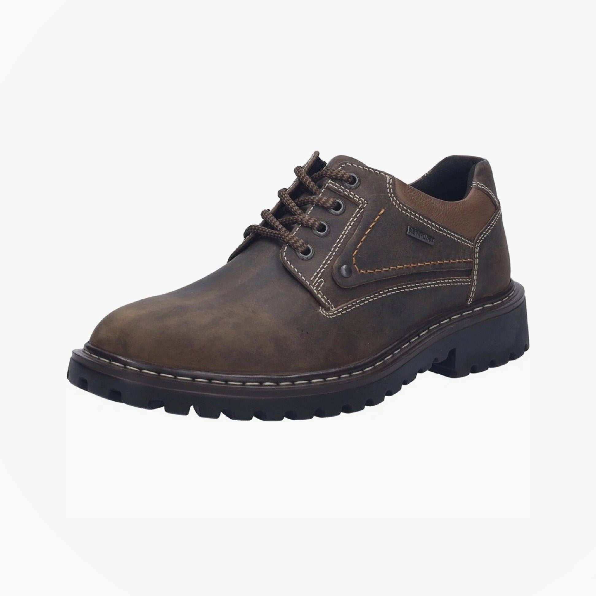 Josef Seibel Chance 59 Mens Comfort Shoes Brasil side view brown leather lace-up with round toe and low heel.