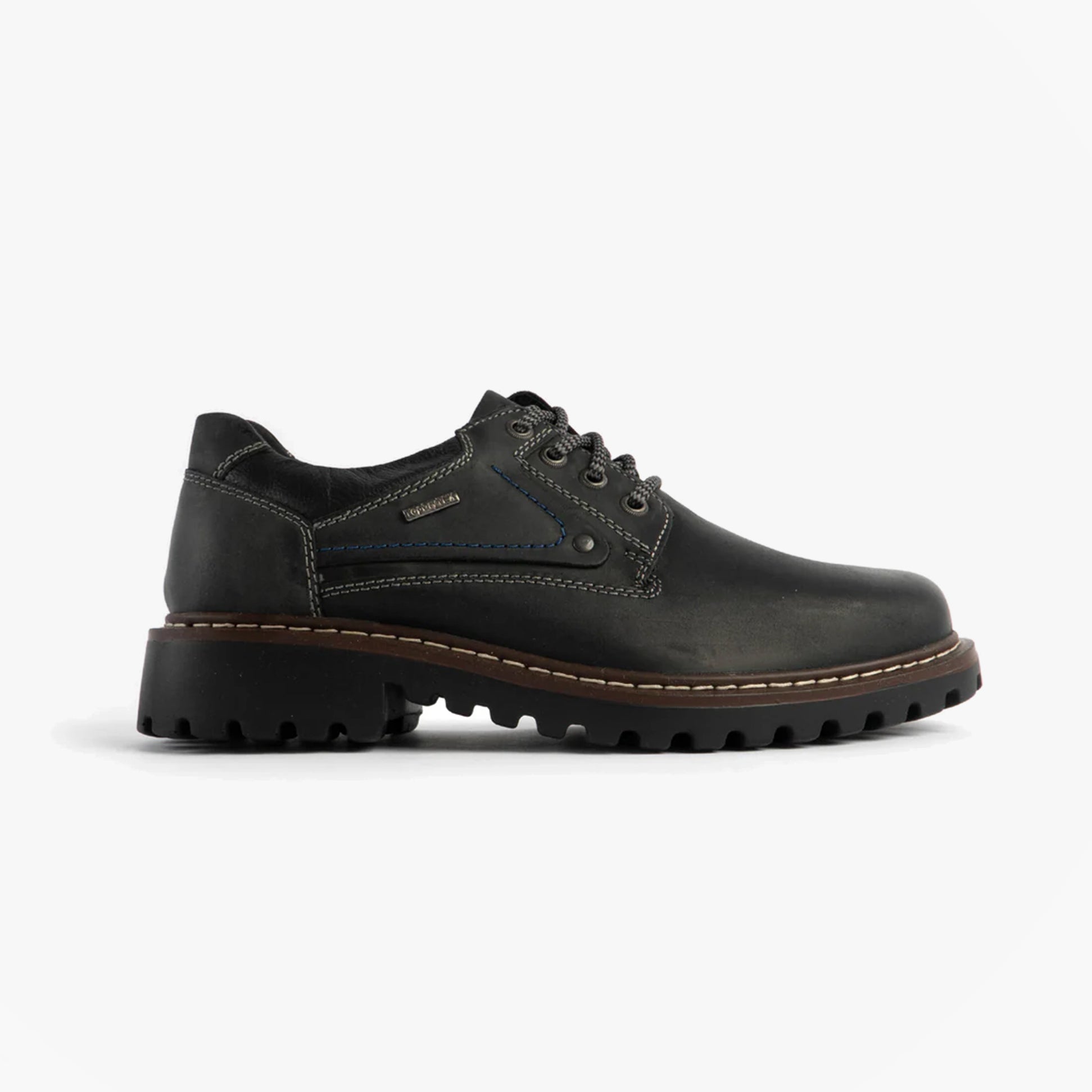 Josef Seibel CHANCE 59 Mens Shoes Black side view featuring leather upper and lace-up closure.