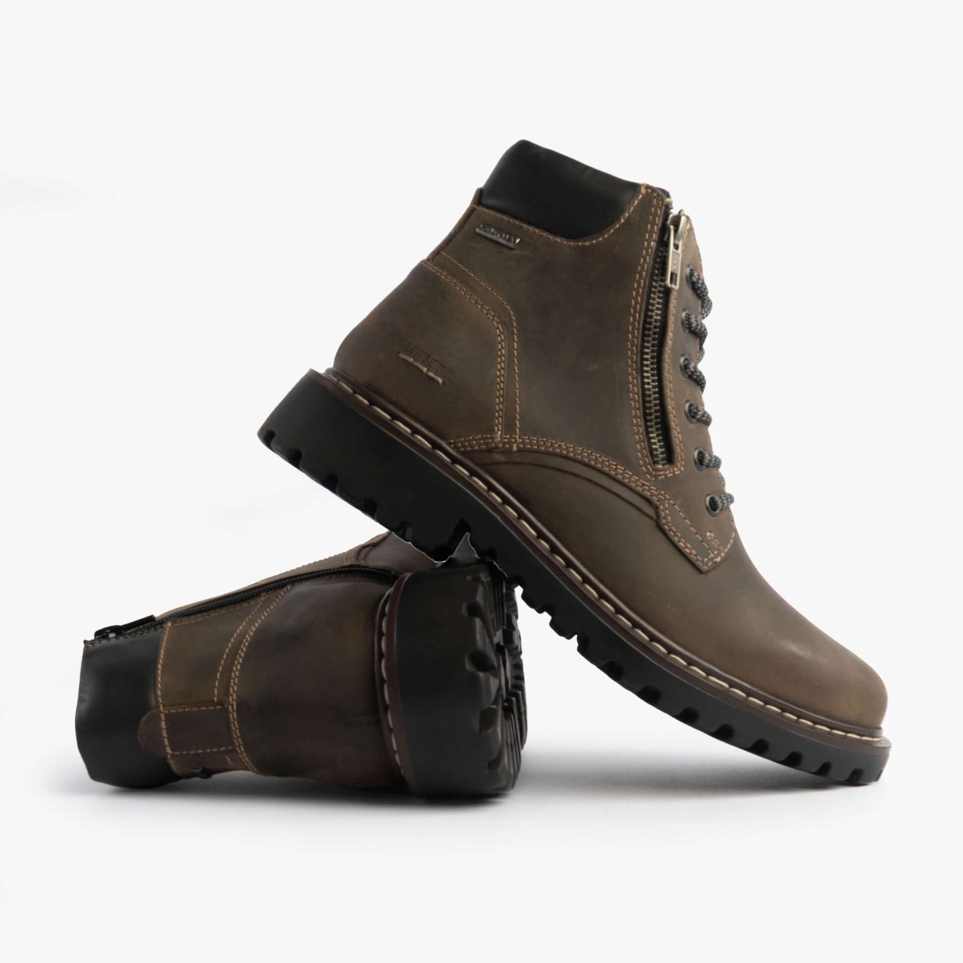 Josef Seibel CHANCE 67 Mens Boots Vulcano Kombi side view with lace-up and zip closure.