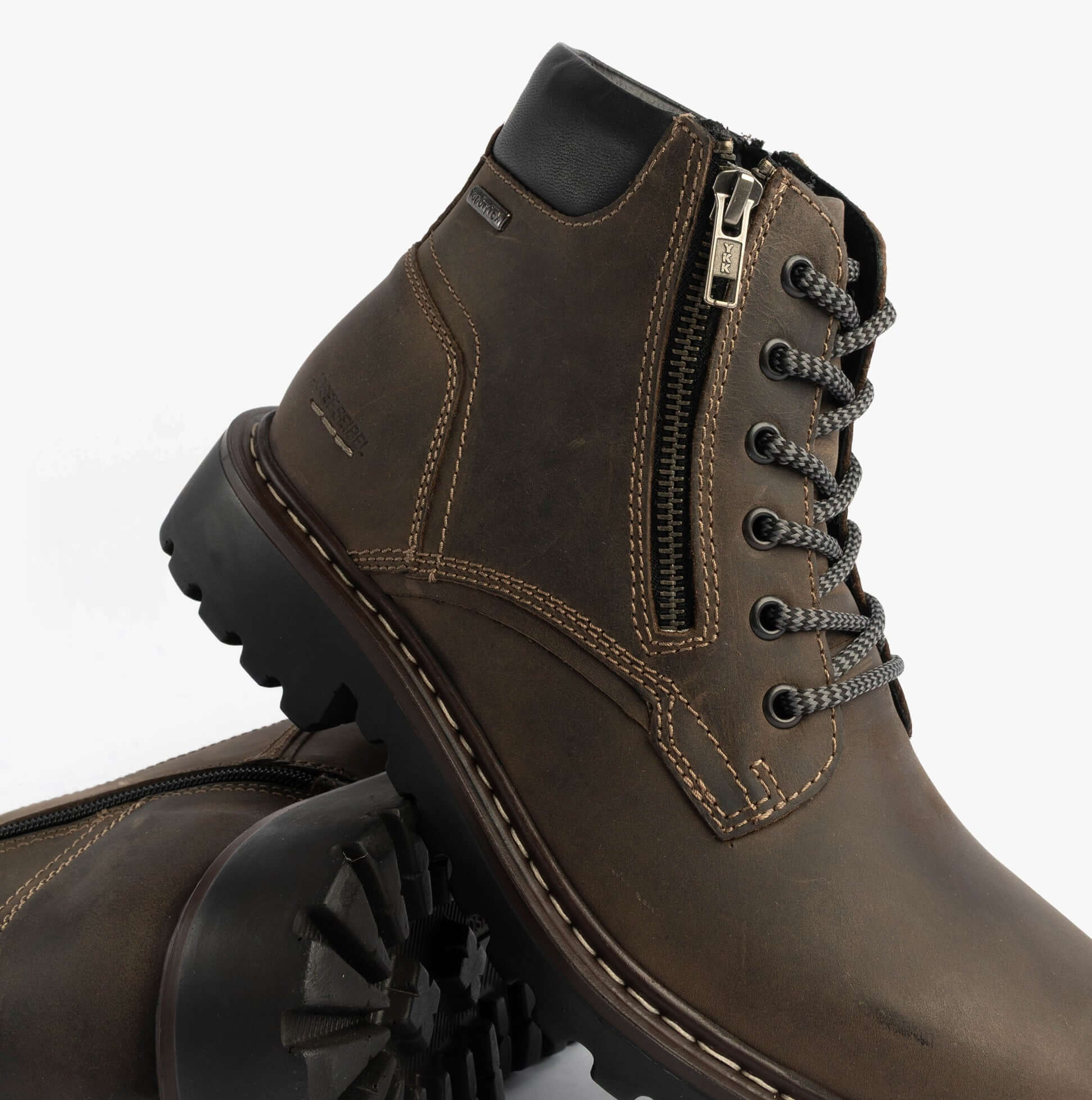 Josef Seibel CHANCE 67 Mens Boots Vulcano Kombi side view showing lace-up and zip closure in brown nubuck material.