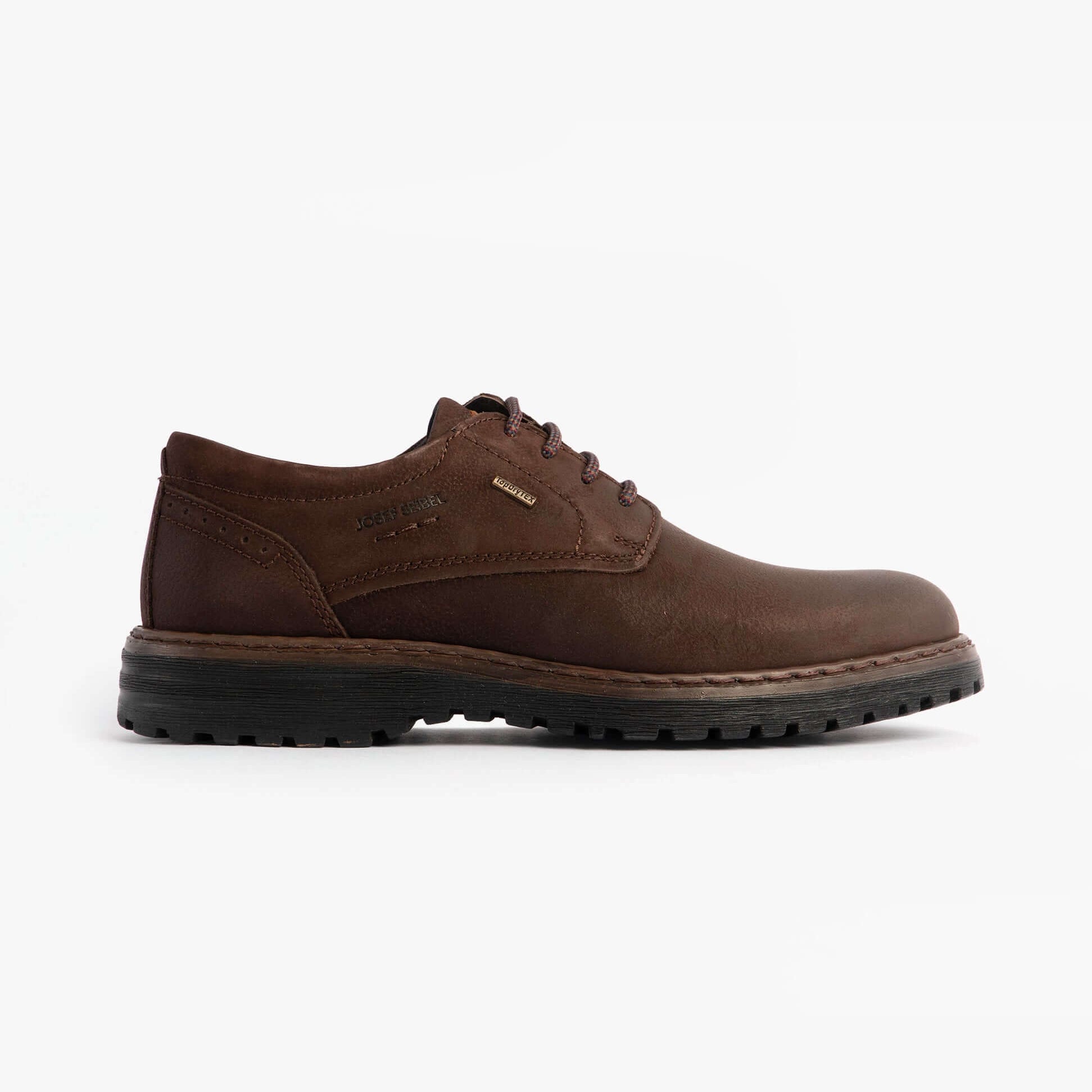 Josef Seibel ERROLL 50 Mens Waterproof Shoes Moro Brown side view, leather upper, lace-up closure, comfort shoes.