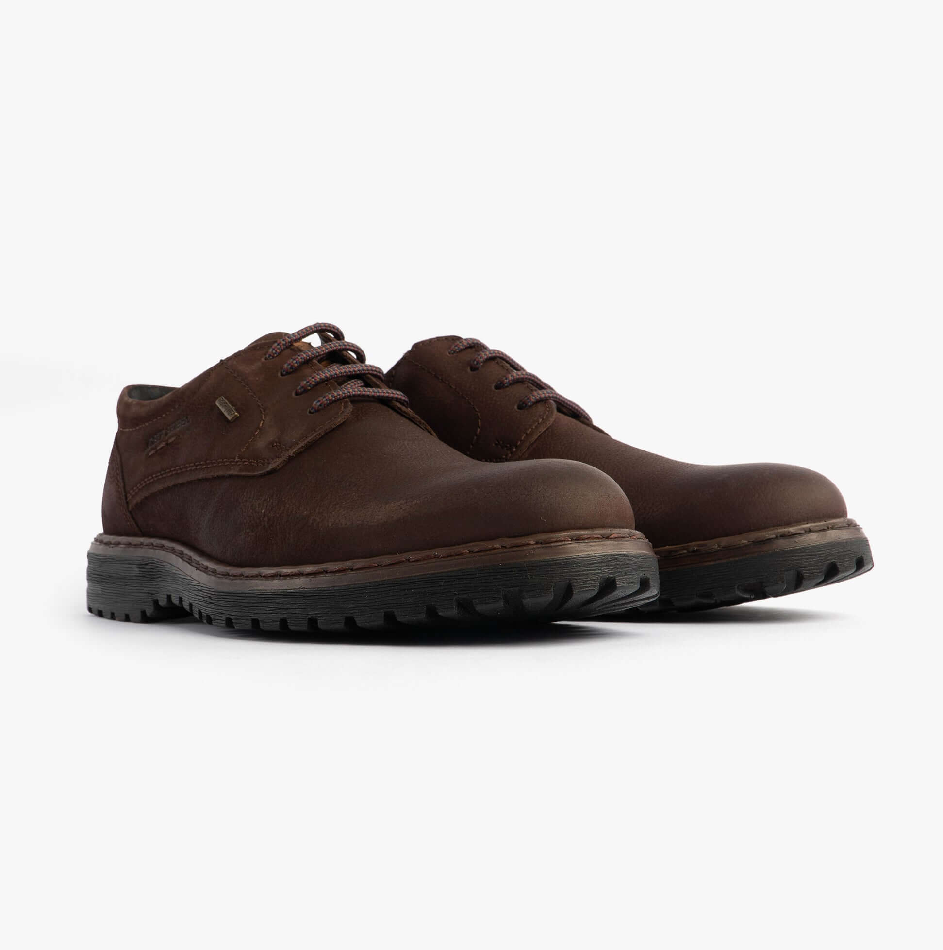 Josef Seibel ERROLL 50 Mens Waterproof Shoes Moro Brown side view of shoes with lace-up design and grip soles.