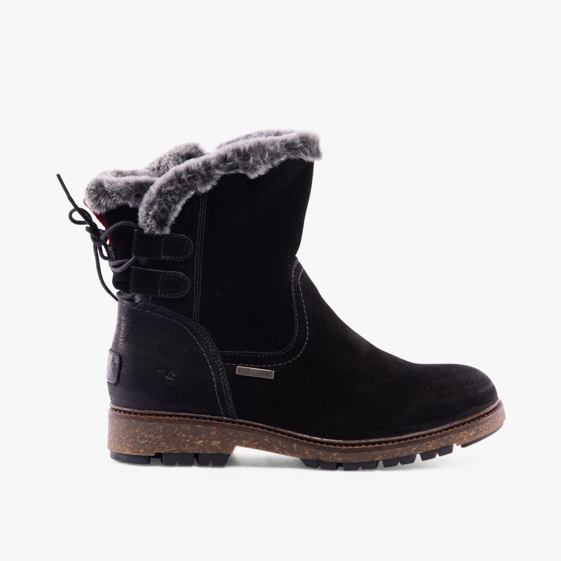 Josef Seibel WAYLON 03 Womens Boots Black side view showing suede upper and faux fur lining.