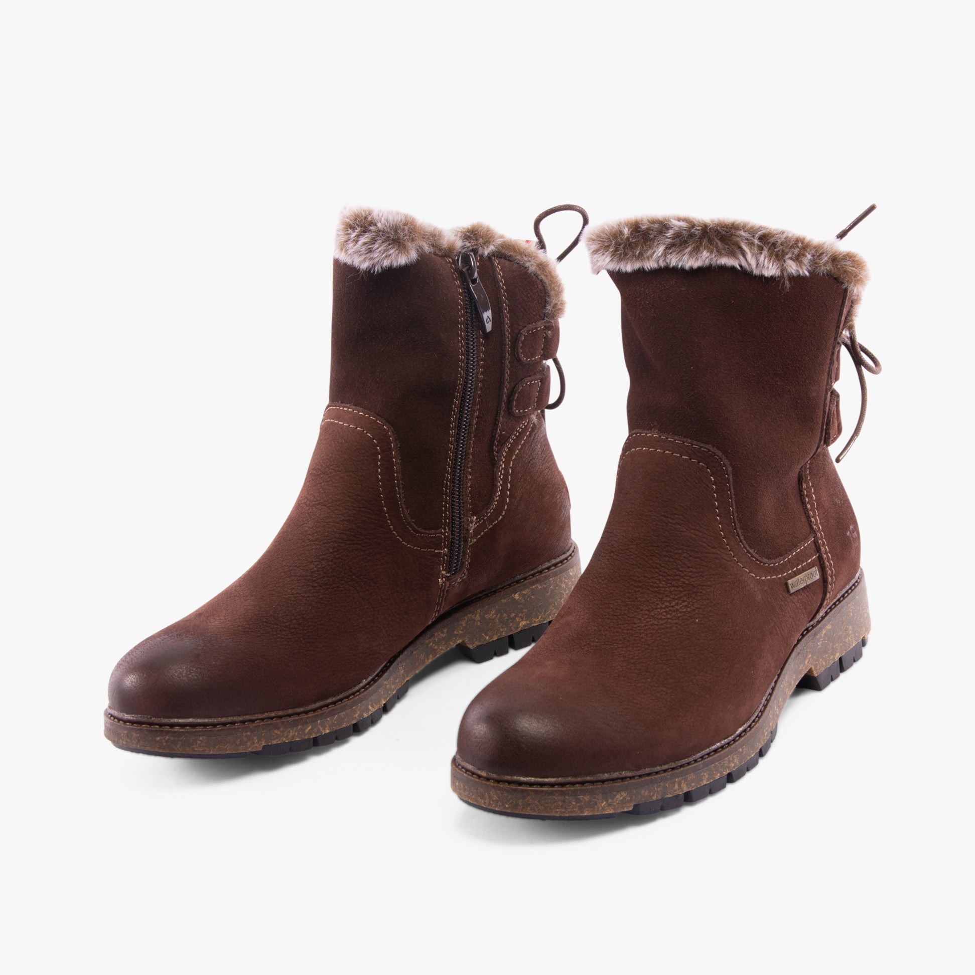 Josef Seibel WAYLON 03 Womens Boots Brown side view featuring suede upper and fur lining.