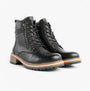 Josef Seibel WAYLYNN 10 Womens Lace Up Ankle Boots Black side view displaying lace-up design and rubber sole.
