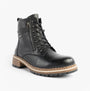Josef Seibel WAYLYNN 10 Womens Lace Up Ankle Boots Black side view showcasing lace-up design and zip detail.