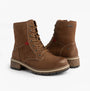 Josef Seibel WAYLYNN 10 Womens Lace Up Ankle Boots Brown side view showcasing waterproof leather/textile design.